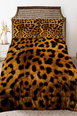 Kahve Siyah Leopar Desenli Çift Kişilik Kapitoneli Yorgan Yastık Kılıflı Kahve Siyah Leopar Desenli Çift Kişilik Kapitoneli Yorgan Yastık Kılıflı