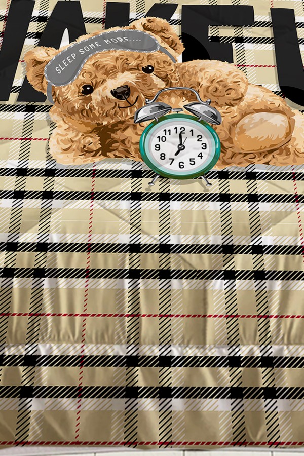 Uyuyan Ayı Teddy Desenli Erkek Çocuk Tek Kişilik Kapitoneli Yorgan Kılıfı Uyku Seti Uyuyan Ayı Teddy Desenli Erkek Çocuk Tek Kişilik Kapitoneli Yorgan Kılıfı Uyku Seti