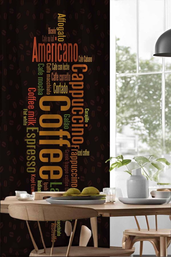 Kahve Kolaj Desenli Djital Baskılı Yemek Odası Mutfak Fon Perde 140x260cm Kahve Kolaj Desenli Djital Baskılı Yemek Odası Mutfak Fon Perde 140x260cm