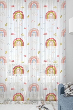 Minimal Gökkuşağı Desenli Kız Çocuk Tül Perde Tek Kanat 140x260cm Minimal Gökkuşağı Desenli Kız Çocuk Tül Perde Tek Kanat 140x260cm