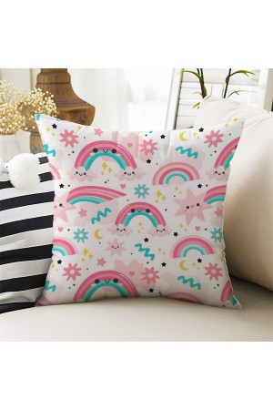 Pembe Gök Kuşaklı Desenli Kız Çocuk Dekoratif Çift Taraflı Kırlent Kılıfı 43x43cm
