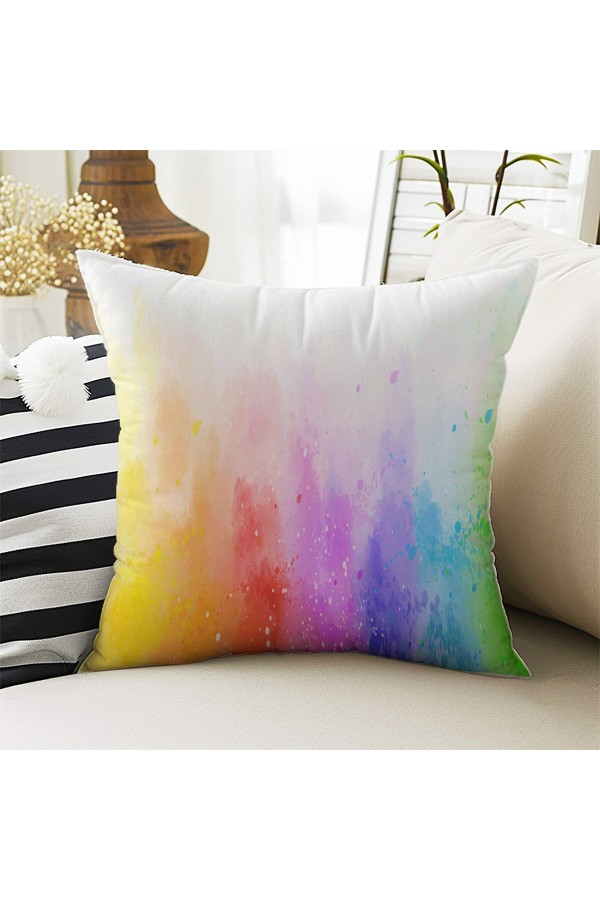 Gökkuşağı Desenli Kız Çocuk Dekoratif Çift Taraflı Kırlent Kılıfı 43x43cm Gökkuşağı Desenli Kız Çocuk Dekoratif Çift Taraflı Kırlent Kılıfı 43x43cm