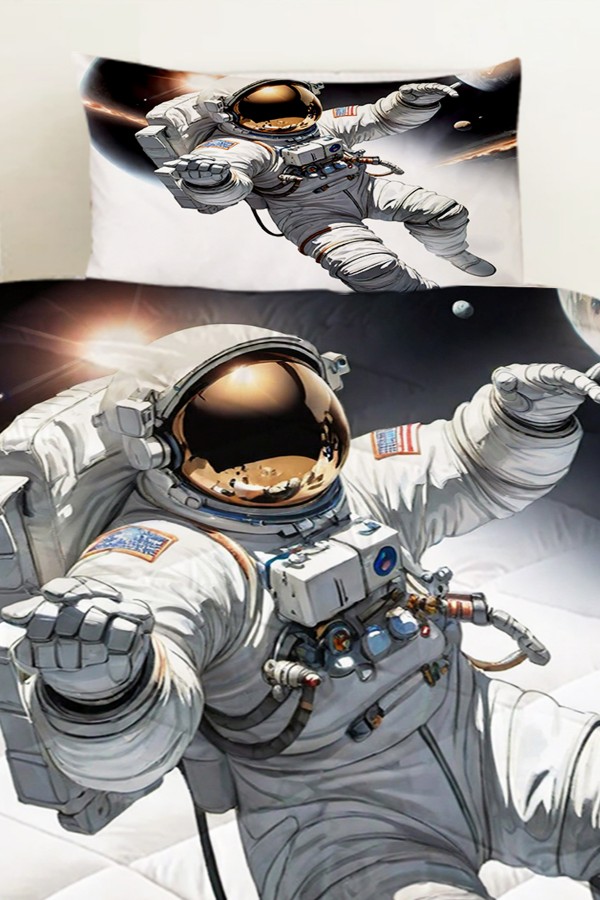 Astronot Kozmonot Desenli Erkek Çocuk Tek Kişilik Kapitoneli Yorgan Yastık Kılıflı Astronot Kozmonot Desenli Erkek Çocuk Tek Kişilik Kapitoneli Yorgan Yastık Kılıflı