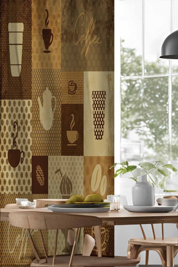 Siyah Sarı Kahve Yazılı Desenli Djital Baskılı Yemek Odası Mutfak Fon Perde 140x260cm Siyah Sarı Kahve Yazılı Desenli Djital Baskılı Yemek Odası Mutfak Fon Perde 140x260cm