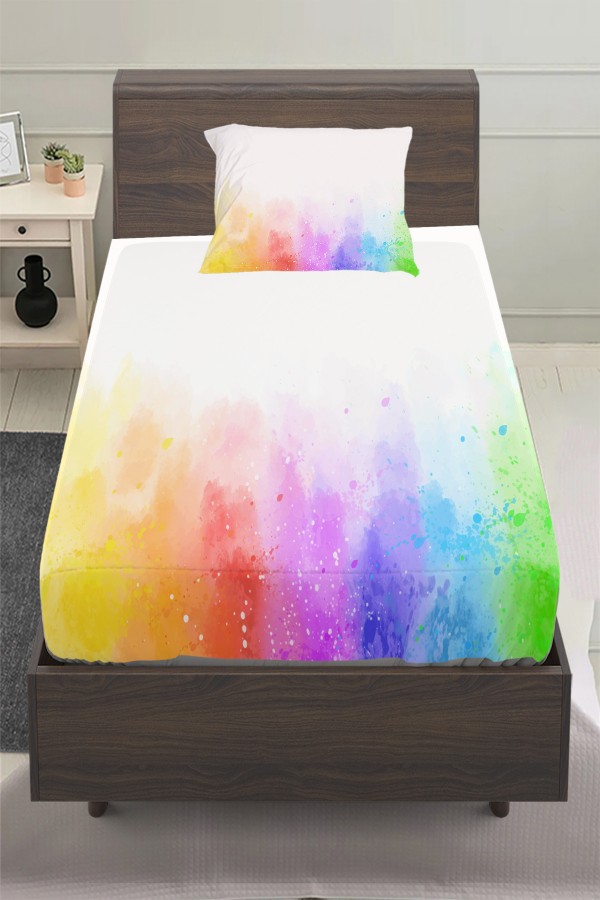 Gökkuşağı Desenli Kız Çocuk Tek Kişilik Yastıklı Lastikli Çarşaf Takımı 100x200cm GK Gökkuşağı Desenli Kız Çocuk Tek Kişilik Yastıklı Lastikli Çarşaf Takımı 100x200cm GK
