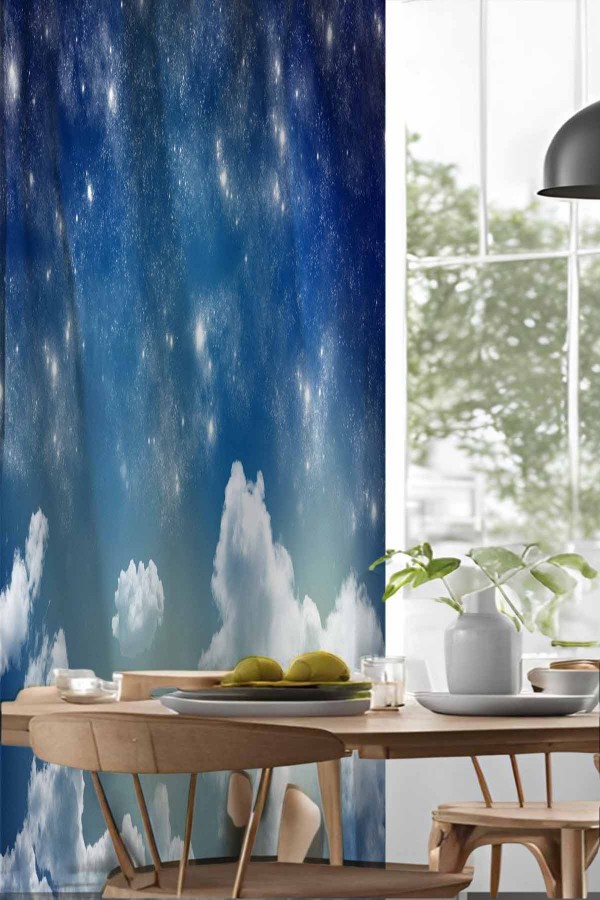 Mavi Beyaz Bulutlar Desenli Djital Baskılı Yemek Odası Mutfak Fon Perde 140x260cm Mavi Beyaz Bulutlar Desenli Djital Baskılı Yemek Odası Mutfak Fon Perde 140x260cm