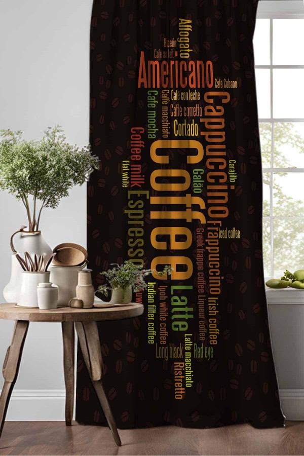 Kahve Kolaj Desenli Djital Baskılı Yemek Odası Mutfak Fon Perde 140x260cm Kahve Kolaj Desenli Djital Baskılı Yemek Odası Mutfak Fon Perde 140x260cm