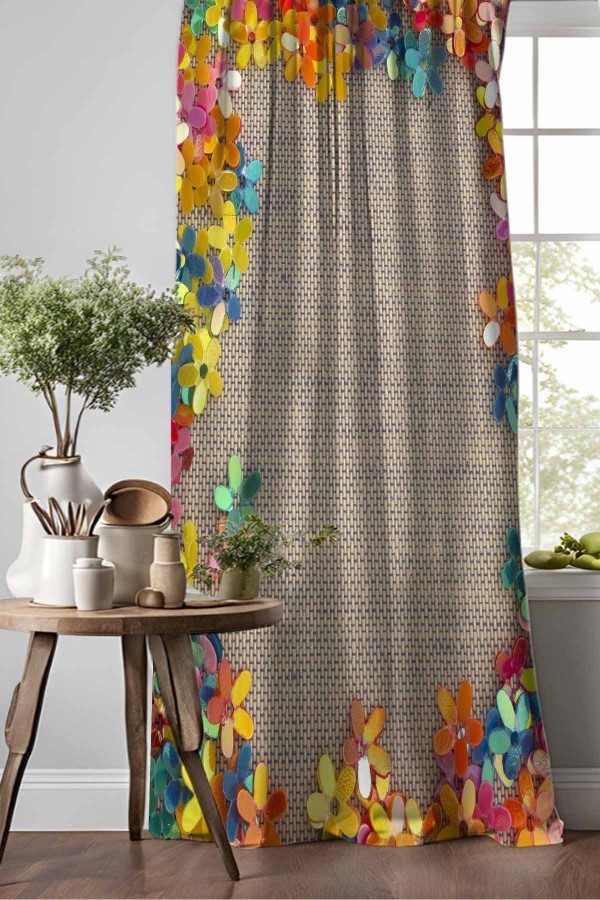 Hasır Çiçekler Desenli Djital Baskılı Yemek Odası Mutfak Fon Perde 140x260cm Hasır Çiçekler Desenli Djital Baskılı Yemek Odası Mutfak Fon Perde 140x260cm