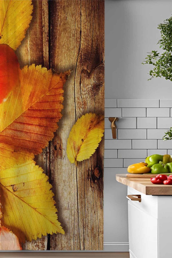 Sarı Yapraklar Desenli Djital Baskılı Yemek Odası Mutfak Fon Perde 140x260cm Sarı Yapraklar Desenli Djital Baskılı Yemek Odası Mutfak Fon Perde 140x260cm