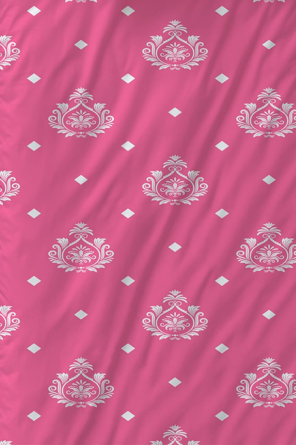Pembe Beyaz Retro Desenli Kız Çocuk Tek Kişilik Nevresim Takımı Yastık Kılıflı