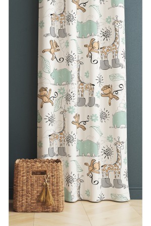 Orman Hayvanları Desenli Erkek Çocuk Odası Fon Perde 140x260cm