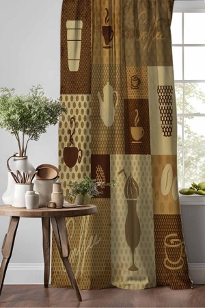 Siyah Sarı Kahve Yazılı Desenli Djital Baskılı Yemek Odası Mutfak Fon Perde 140x260cm Siyah Sarı Kahve Yazılı Desenli Djital Baskılı Yemek Odası Mutfak Fon Perde 140x260cm