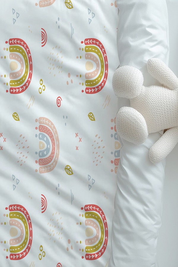 Minimal Gökkuşağı Desenli Kız Çocuk Tek Kişilik Nevresim Takımı Yastık Kılıflı Minimal Gökkuşağı Desenli Kız Çocuk Tek Kişilik Nevresim Takımı Yastık Kılıflı