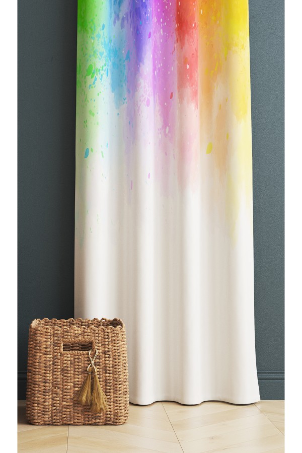Gökkuşağı Desenli Kız Çocuk Odası Fon Perde 140x260cm GK Gökkuşağı Desenli Kız Çocuk Odası Fon Perde 140x260cm GK