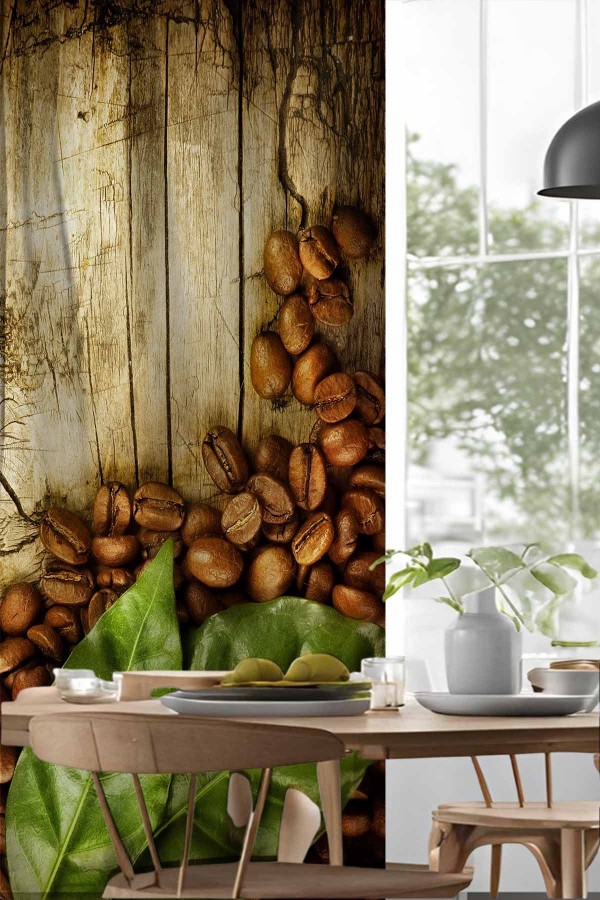 Kahve Çekirdekleri Desenli Djital Baskılı Yemek Odası Mutfak Fon Perde 140x260cm Kahve Çekirdekleri Desenli Djital Baskılı Yemek Odası Mutfak Fon Perde 140x260cm