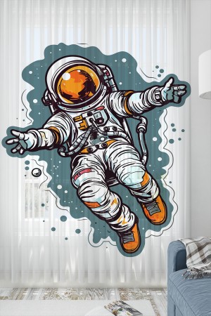 Uzay Astranot Desenli Erkek Çocuk Tül Perde Tek Kanat 140x260cm