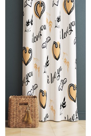 Kalpli Seni Seviyorum Desenli Kız Çocuk Odası Fon Perde 140x260cm Kalpli Seni Seviyorum Desenli Kız Çocuk Odası Fon Perde 140x260cm