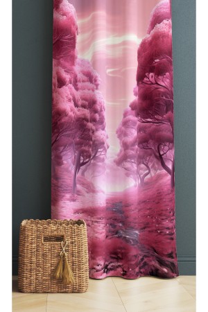 Mor Çiçek Bahçesi Desenli Kıc Çocuk Odası Fon Perde 140x260cm