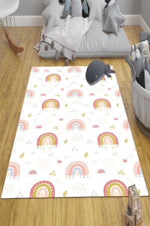 Minimal Gökkuşağı Desenli Kız Çocuk Odası Halısı Kaymaz Taban Yıkanabilir Minimal Gökkuşağı Desenli Kız Çocuk Odası Halısı Kaymaz Taban Yıkanabilir