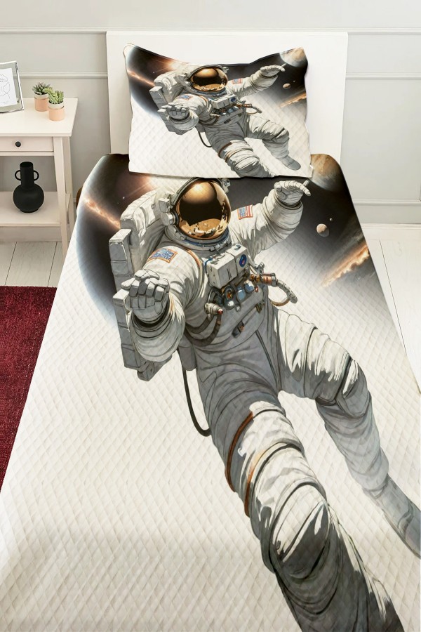 Astronot Kozmonot Desenli Erkek Çocuk Tek Kişilik Pike Takımı Kapitoneli Yatak Örtüsü Astronot Kozmonot Desenli Erkek Çocuk Tek Kişilik Pike Takımı Kapitoneli Yatak Örtüsü