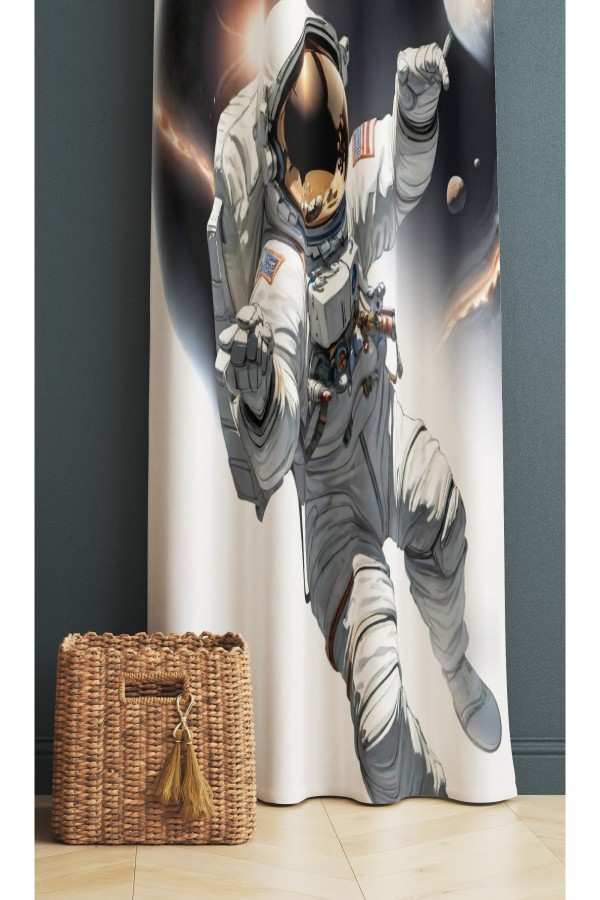 Astronot Kozmonot Desenli Erkek Çocuk Odası Fon Perde 140x260cm Astronot Kozmonot Desenli Erkek Çocuk Odası Fon Perde 140x260cm