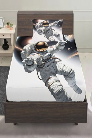 Astronot Kozmonot Desenli Erkek Çocuk Tek Kişilik Yastıklı Lastikli Çarşaf Takımı 100x200cm Astronot Kozmonot Desenli Erkek Çocuk Tek Kişilik Yastıklı Lastikli Çarşaf Takımı 100x200cm
