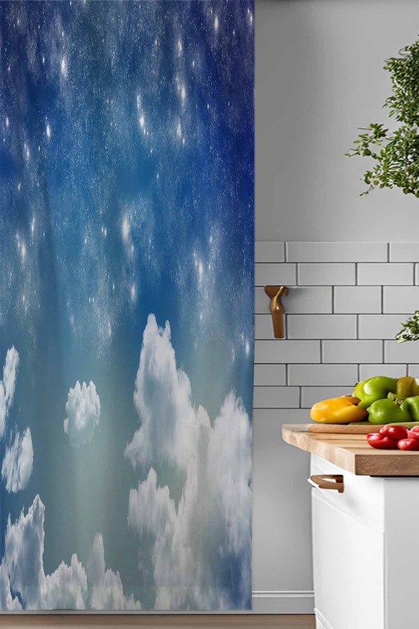 Mavi Beyaz Bulutlar Desenli Djital Baskılı Yemek Odası Mutfak Fon Perde 140x260cm Mavi Beyaz Bulutlar Desenli Djital Baskılı Yemek Odası Mutfak Fon Perde 140x260cm
