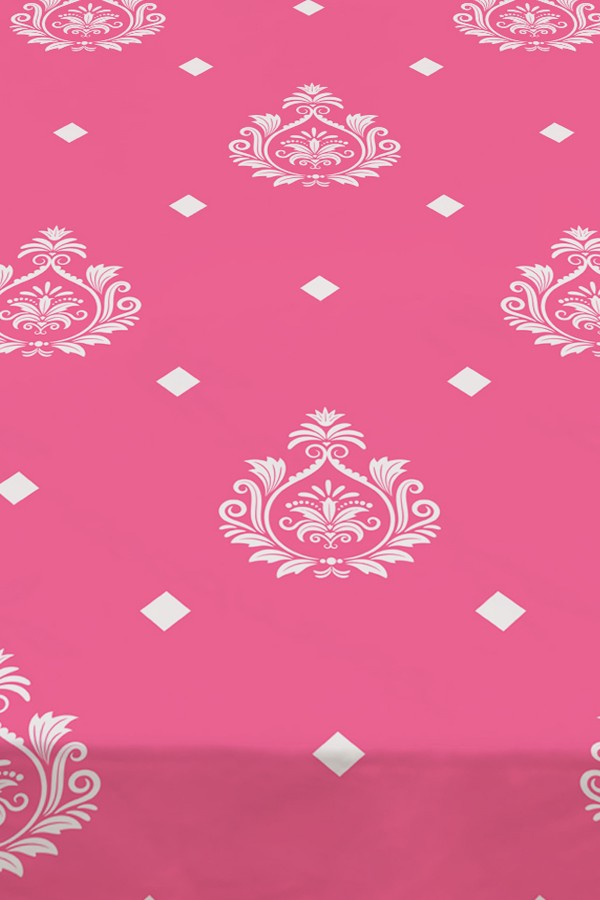 Pembe Beyaz Retro Desenli Kız Çocuk Tek Kişilik Dekoratif Yatak Örtüsü Yastık Kılıflı