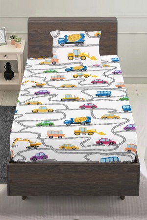 İş Makineleri Trafik Desenli Erkek Çocuk Tek Kişilik Yastıklı Lastikli Çarşaf Takımı 100x200cm İş Makineleri Trafik Desenli Erkek Çocuk Tek Kişilik Yastıklı Lastikli Çarşaf Takımı 100x200cm