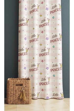 Prenses Yazılı Pembe Desenli Kız Çocuk Odası Fon Perde 140x260cm