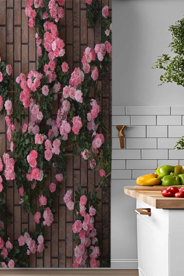 Pembe Sarmaşık Güller Desenli Djital Baskılı Yemek Odası Mutfak Fon Perde 140x260cm Pembe Sarmaşık Güller Desenli Djital Baskılı Yemek Odası Mutfak Fon Perde 140x260cm