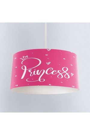 Pembe Beyaz Prenses Yazılı Desenli Kız Çocuk Sarkıt Avize Modeli