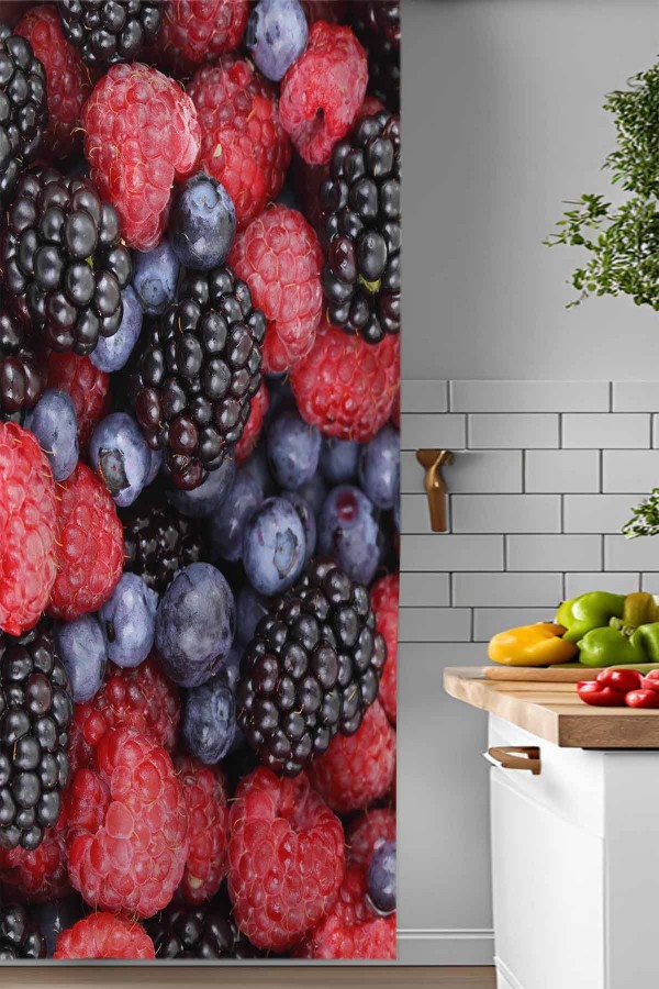 Çilek Böğürtlenler Desenli Djital Baskılı Yemek Odası Mutfak Fon Perde 140x260cm Çilek Böğürtlenler Desenli Djital Baskılı Yemek Odası Mutfak Fon Perde 140x260cm
