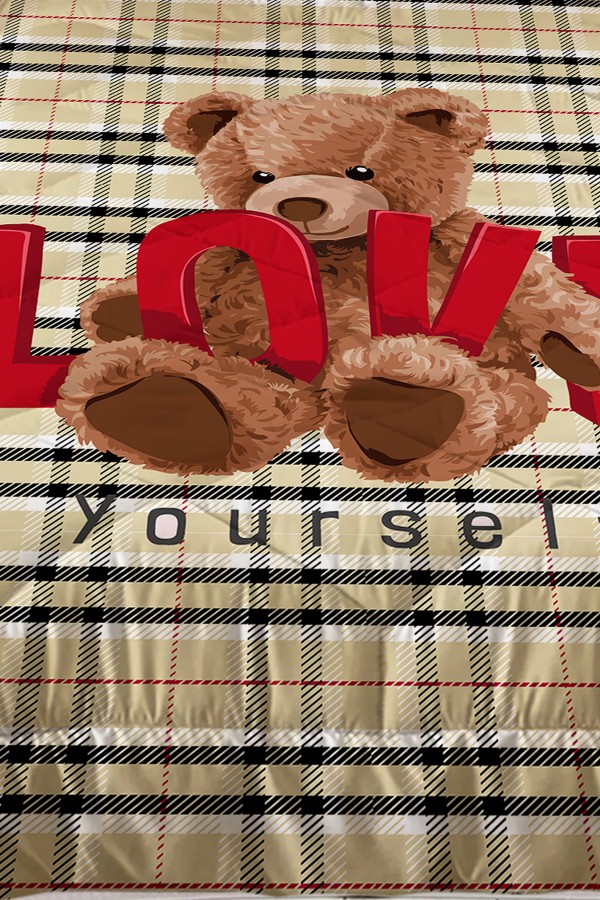 Love Ayı Teddy Desenli Kız Çocuk Tek Kişilik Kapitoneli Yorgan Kılıfı Uyku Seti Love Ayı Teddy Desenli Kız Çocuk Tek Kişilik Kapitoneli Yorgan Kılıfı Uyku Seti