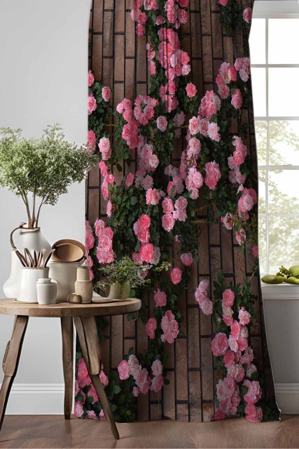 Pembe Sarmaşık Güller Desenli Djital Baskılı Yemek Odası Mutfak Fon Perde 140x260cm Pembe Sarmaşık Güller Desenli Djital Baskılı Yemek Odası Mutfak Fon Perde 140x260cm