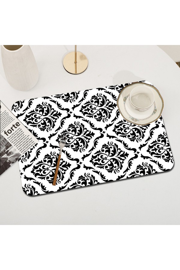 Else Dekor Siyah Beyaz Damask Yıkanabilir Kaymaz Dikdörtgen Amerikan Servis Tabak Altı Supla Else Dekor Siyah Beyaz Damask Yıkanabilir Kaymaz Dikdörtgen Amerikan Servis Tabak Altı Supla