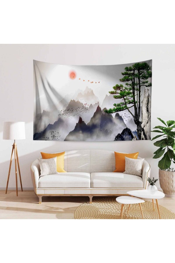 Japon Dağ Manzara Desenli Duvar Örtüsü Duvar Halısı Tapestry Japon Dağ Manzara Desenli Duvar Örtüsü Duvar Halısı Tapestry
