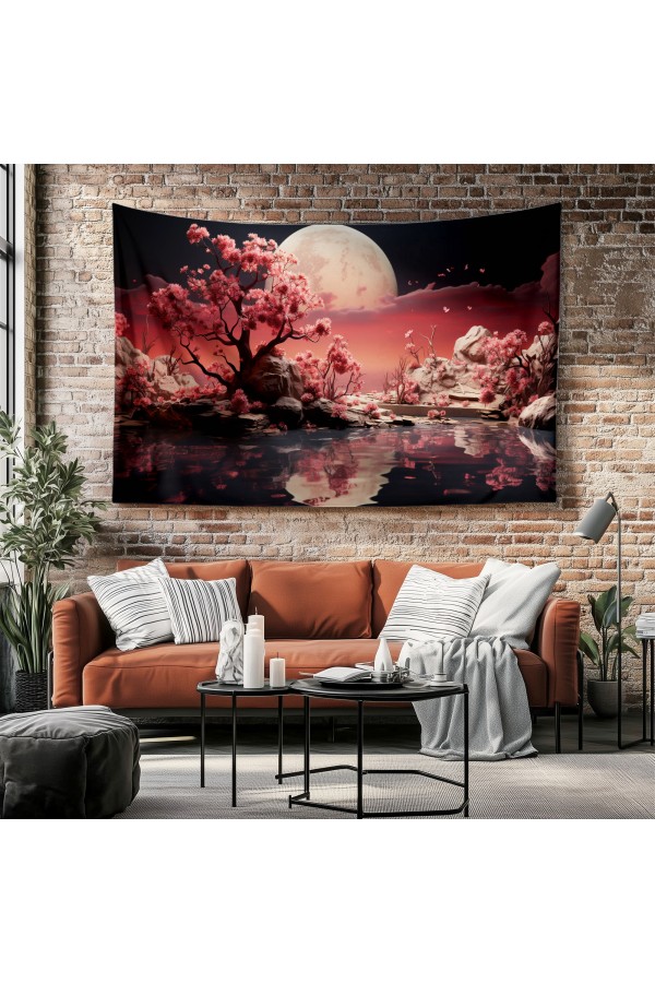 Orman Ağaçlar Manzara Desenli Duvar Örtüsü Duvar Halısı Tapestry Orman Ağaçlar Manzara Desenli Duvar Örtüsü Duvar Halısı Tapestry