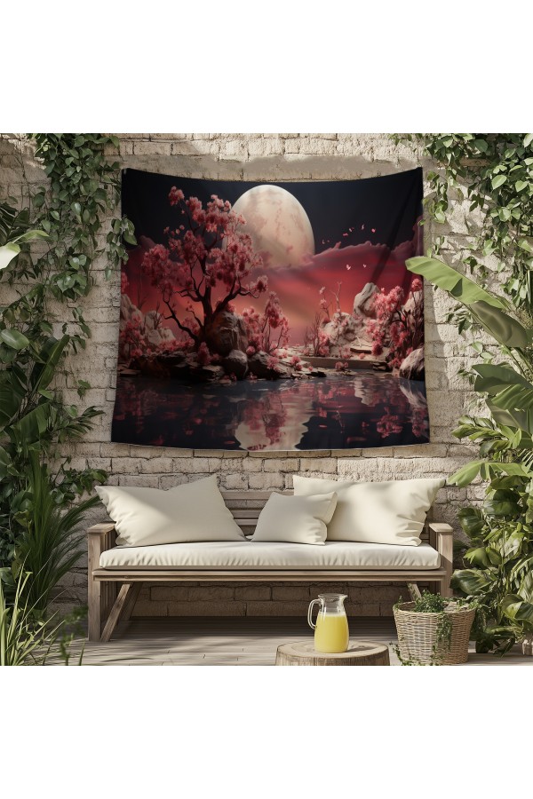 Orman Ağaçlar Manzara Desenli Duvar Örtüsü Duvar Halısı Tapestry Orman Ağaçlar Manzara Desenli Duvar Örtüsü Duvar Halısı Tapestry