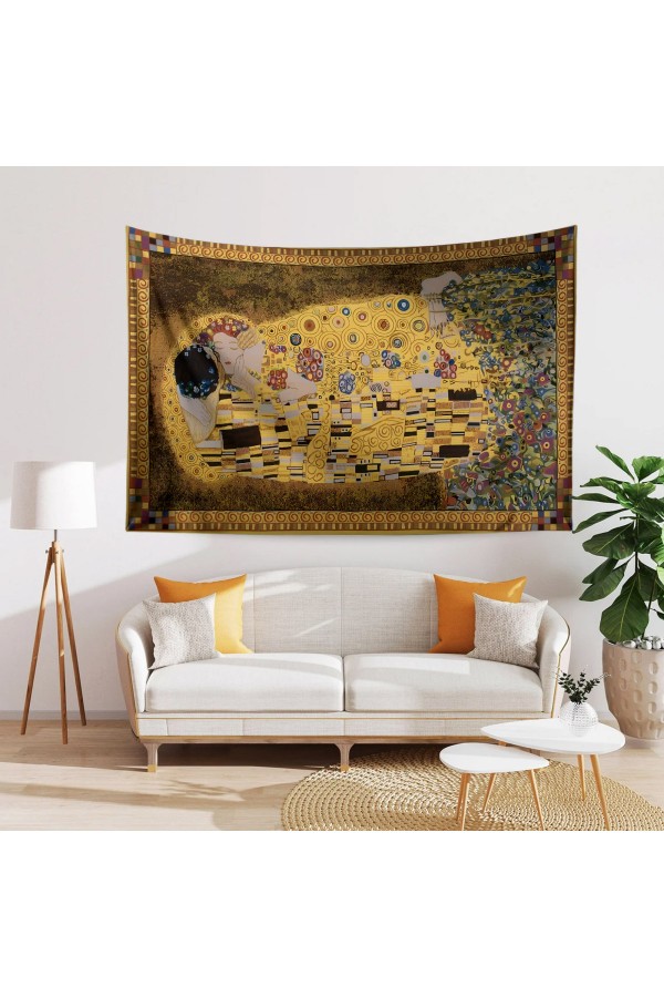 Gustav Klimt Kiss Öpücük Desenli Duvar Örtüsü Duvar Halısı Tapestry