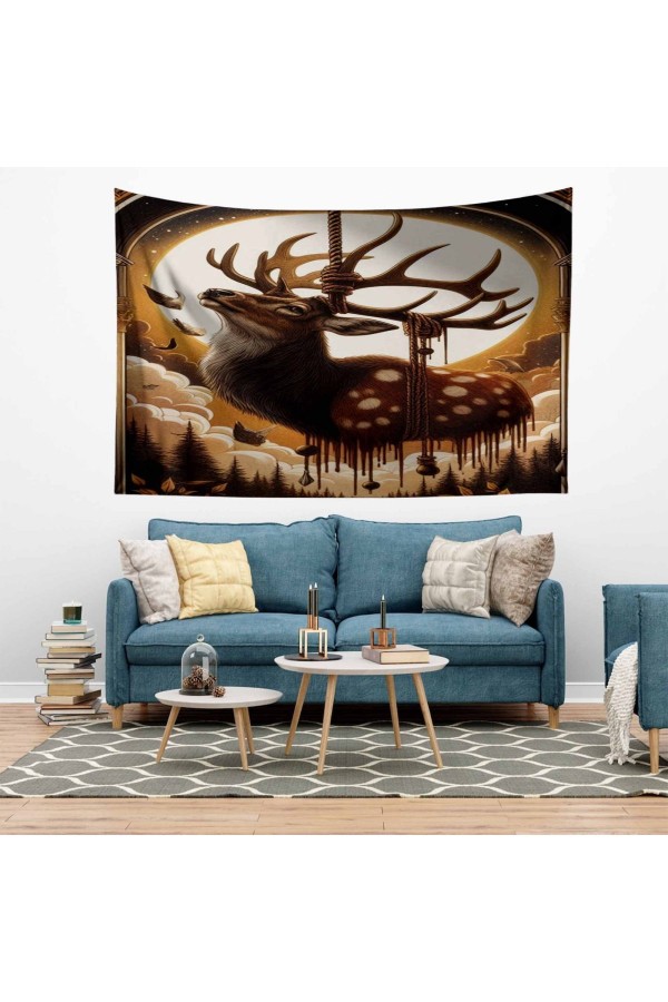 Fransız Vintage Orman Desenli Duvar Örtüsü Duvar Halısı Tapestry