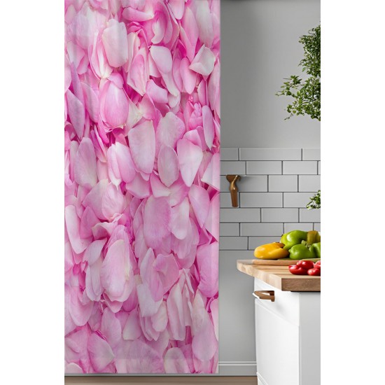 Pembe Gül Yaprakları Desenli Djital Baskılı Yemek Odası Mutfak Fon Perde 140x260cm