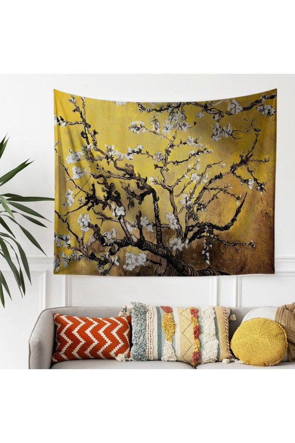 Van Gogh Sarı Zemin Badem Ağacı Desenli Duvar Örtüsü Duvar Halısı Tapestry Van Gogh Sarı Zemin Badem Ağacı Desenli Duvar Örtüsü Duvar Halısı Tapestry