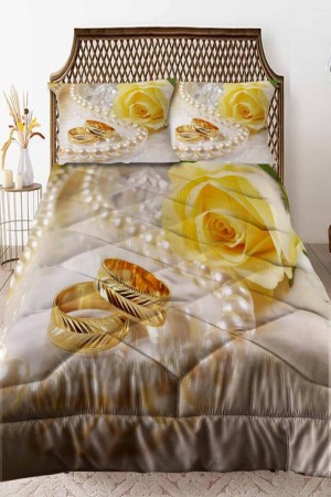 Sarı Güllü Yüzük Nişan Evlilik Desenli Çift Kişilik Kapitoneli Yorgan Yastık Kılıflı Sarı Güllü Yüzük Nişan Evlilik Desenli Çift Kişilik Kapitoneli Yorgan Yastık Kılıflı