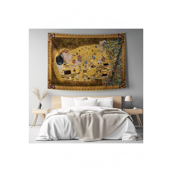 Gustav Klimt Kiss Öpücük Desenli Duvar Örtüsü Duvar Halısı Tapestry