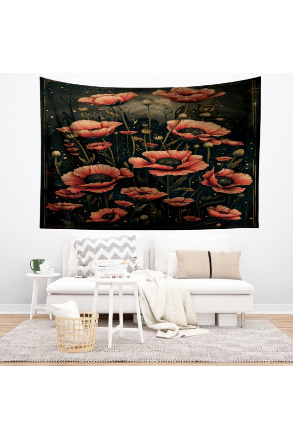 Hippi Barış Desenli Duvar Örtüsü Duvar Halısı Tapestry