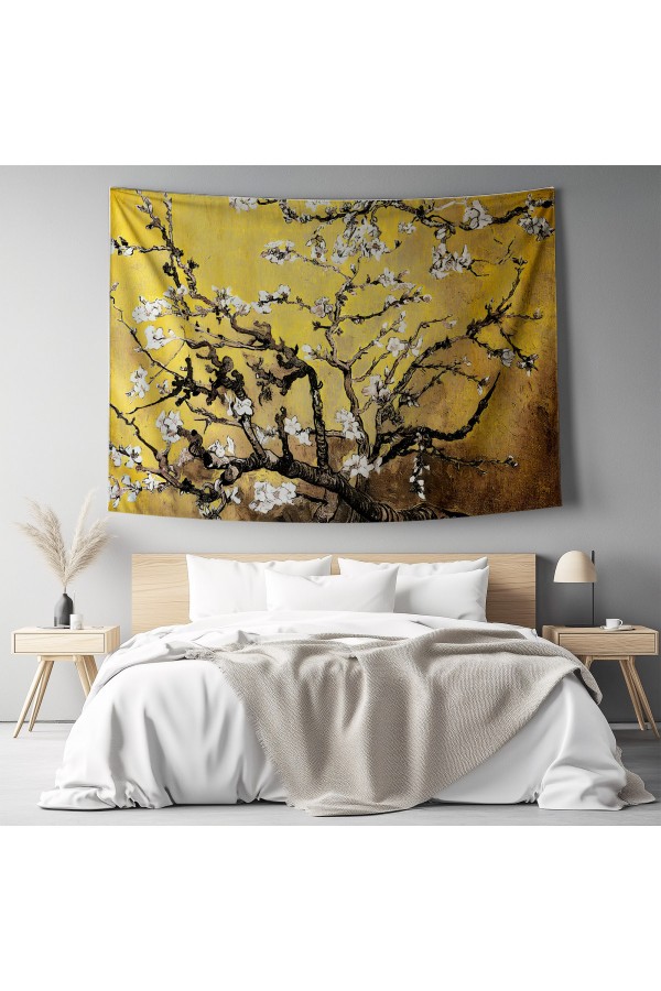 Van Gogh Sarı Zemin Badem Ağacı Desenli Duvar Örtüsü Duvar Halısı Tapestry Van Gogh Sarı Zemin Badem Ağacı Desenli Duvar Örtüsü Duvar Halısı Tapestry