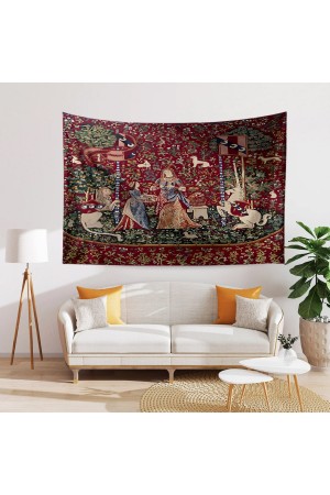 Ortaçağ Unicorn Fransız Desenli Duvar Örtüsü Duvar Halısı Tapestry Ortaçağ Unicorn Fransız Desenli Duvar Örtüsü Duvar Halısı Tapestry