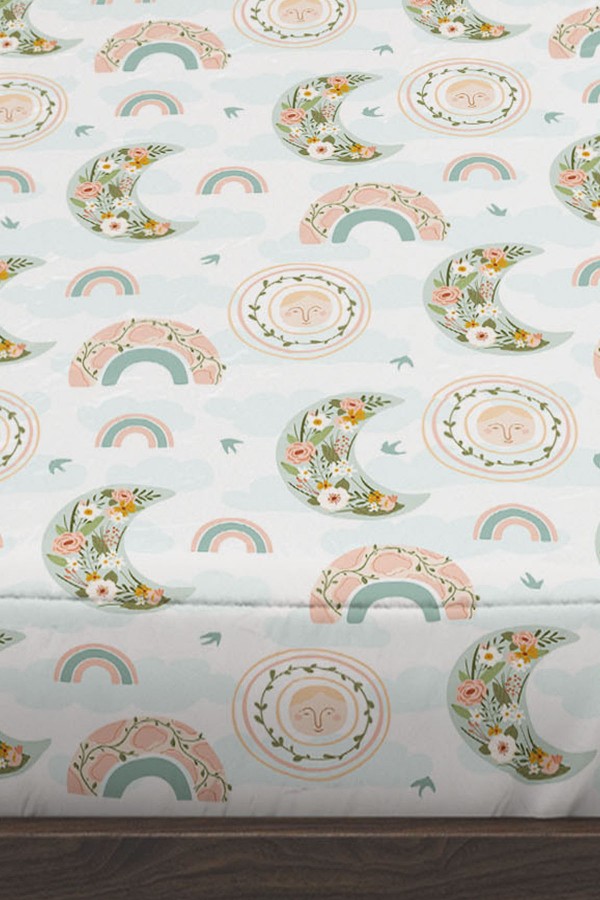 Boho Gökkuşağı Desenli Kız Çocuk Tek Kişilik Yastıklı Lastikli Çarşaf Takımı 100x200cm Boho Gökkuşağı Desenli Kız Çocuk Tek Kişilik Yastıklı Lastikli Çarşaf Takımı 100x200cm