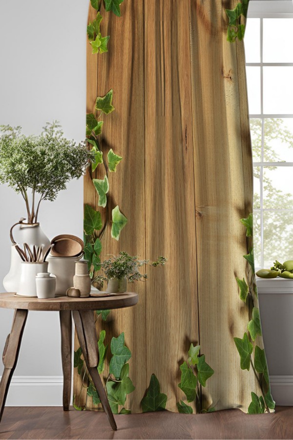 Ahşap Yeşil Sarmaşıklar Desenli Djital Baskılı Yemek Odası Mutfak Fon Perde 140x260cm Ahşap Yeşil Sarmaşıklar Desenli Djital Baskılı Yemek Odası Mutfak Fon Perde 140x260cm